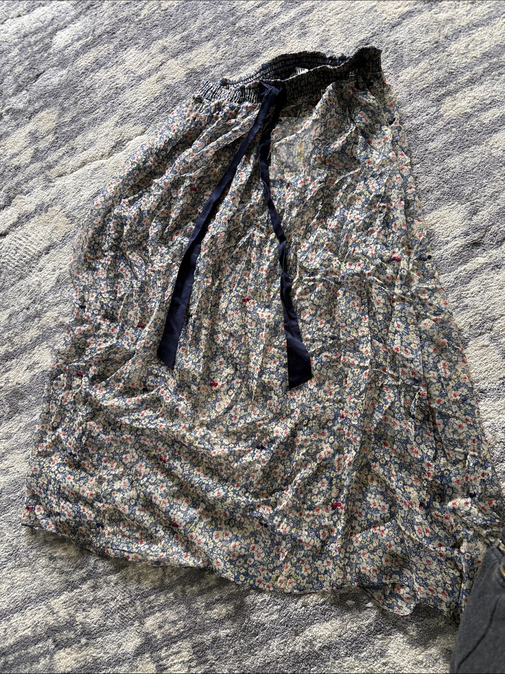 Twin-Set Floral Midi Skirt in Navy, White & Red